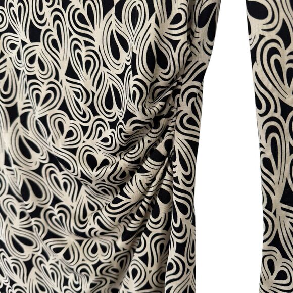 Diane Von Furstenberg Y2K Silk Heart Top Bell Sleeve Ruched Hippie Cute 70s Sz.8 - Picture 3 of 14